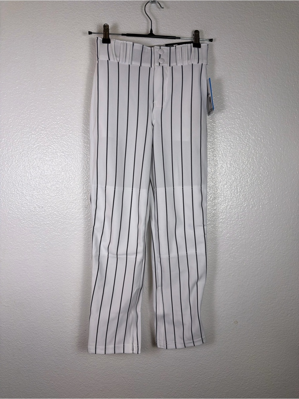 Champro Youth M Triple Crown 2.0 Open Bottom Baseball Pants White/Navy Pinstripe